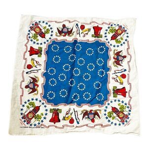 Vintage 1970’s Bandana Fast Color 100% Cotton Patriotic Red White Blue Kerchief